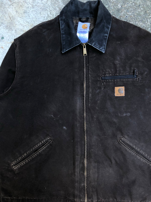 1990s Carhartt Faded Dark Brown Lined Work Jacket