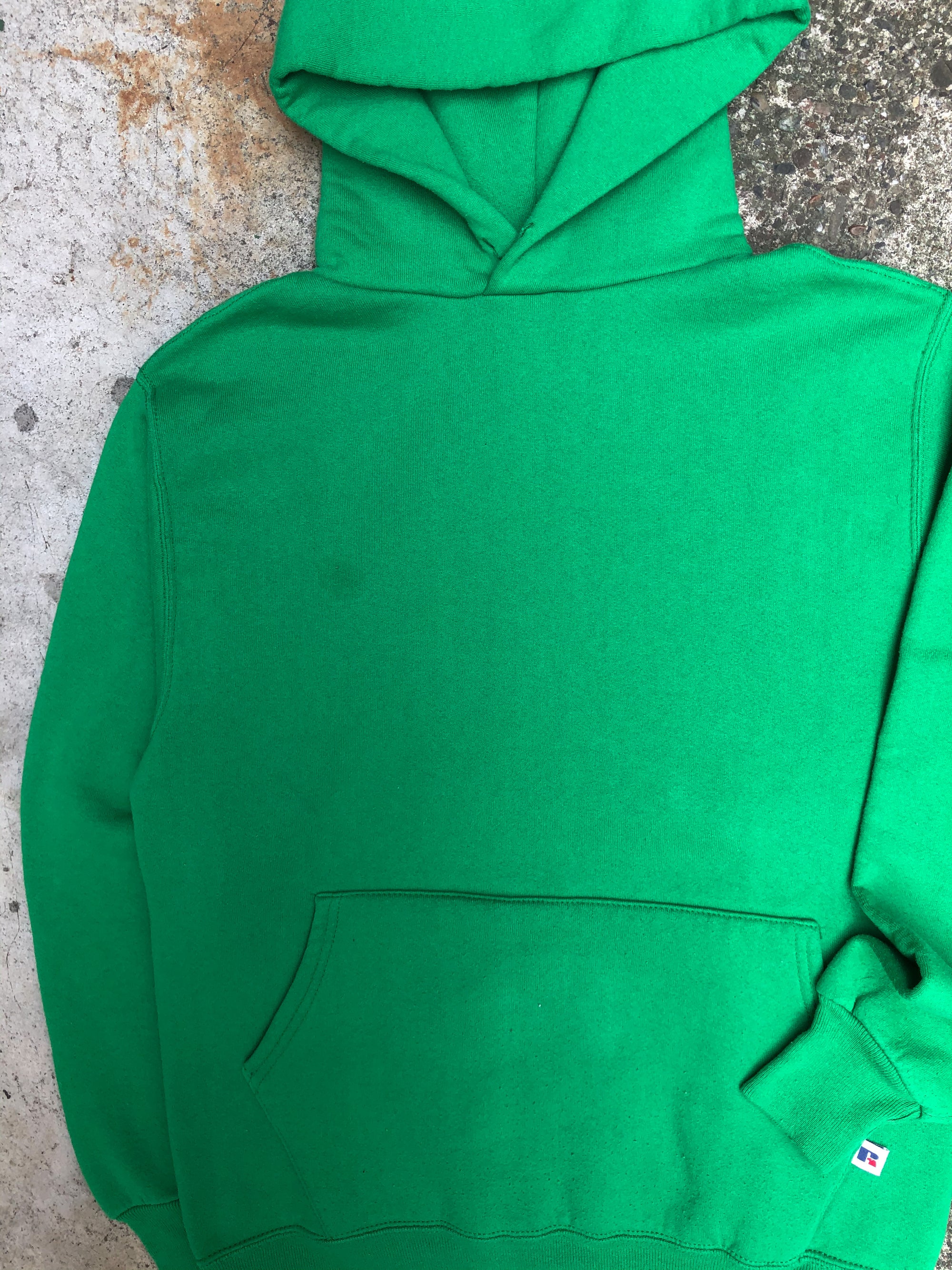 1990s Russell Faded Green Blank Hoodie