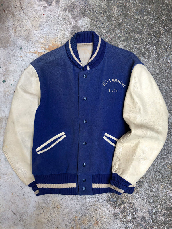 1960s Sun Faded Chain Stitch “Bellarmine Prep” Varsity Jacket