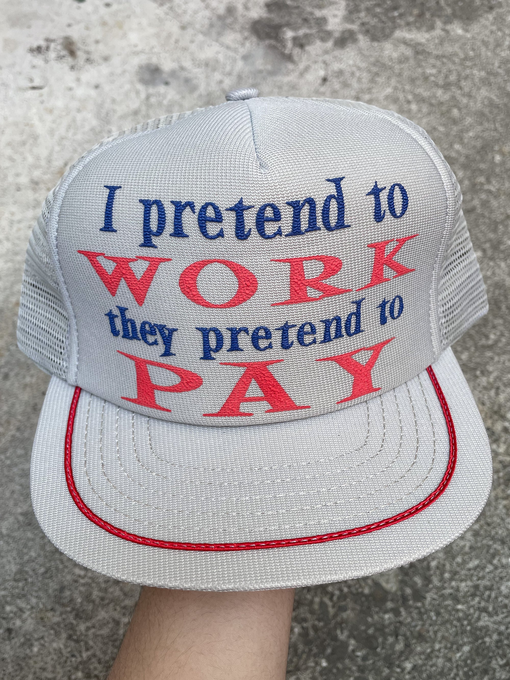 1980s “I Pretend To Work…” Trucker Hat