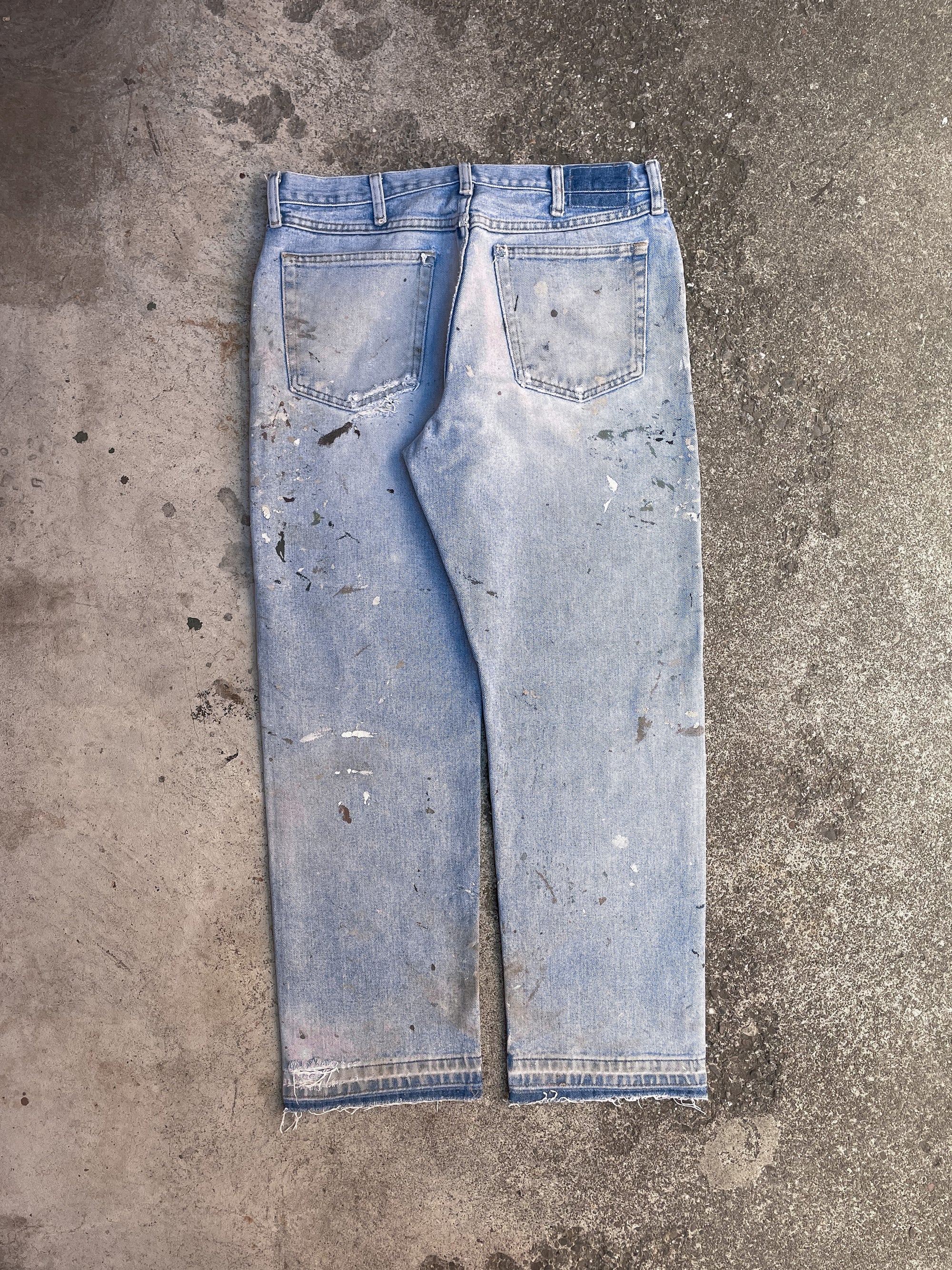 1990s Wrangler Painted Blue Denim Released Hem (33X29)