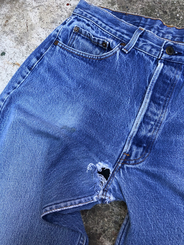 1980s Levis Repaired Faded Blue 501 (32X31)