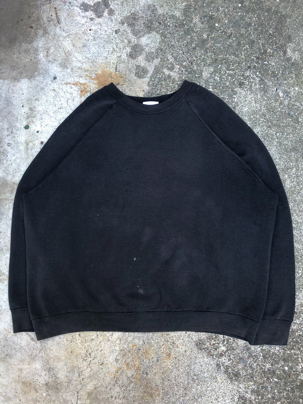 1990s Faded Black Blank Raglan Sweatshirt