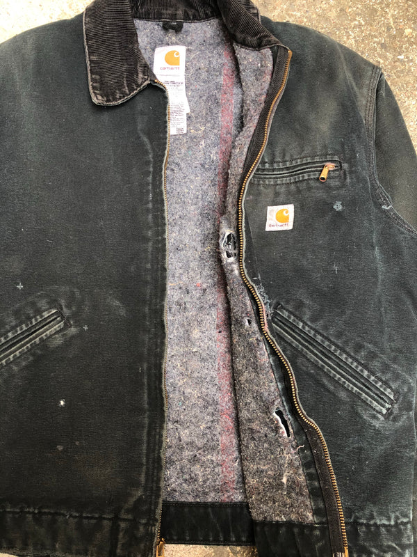 1990s Carhartt Sun Faded Black Lined Work Jacket