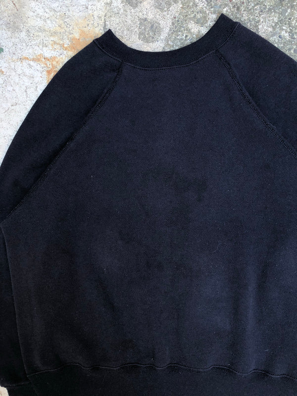 1980s Faded Black Blank Raglan Sweatshirt