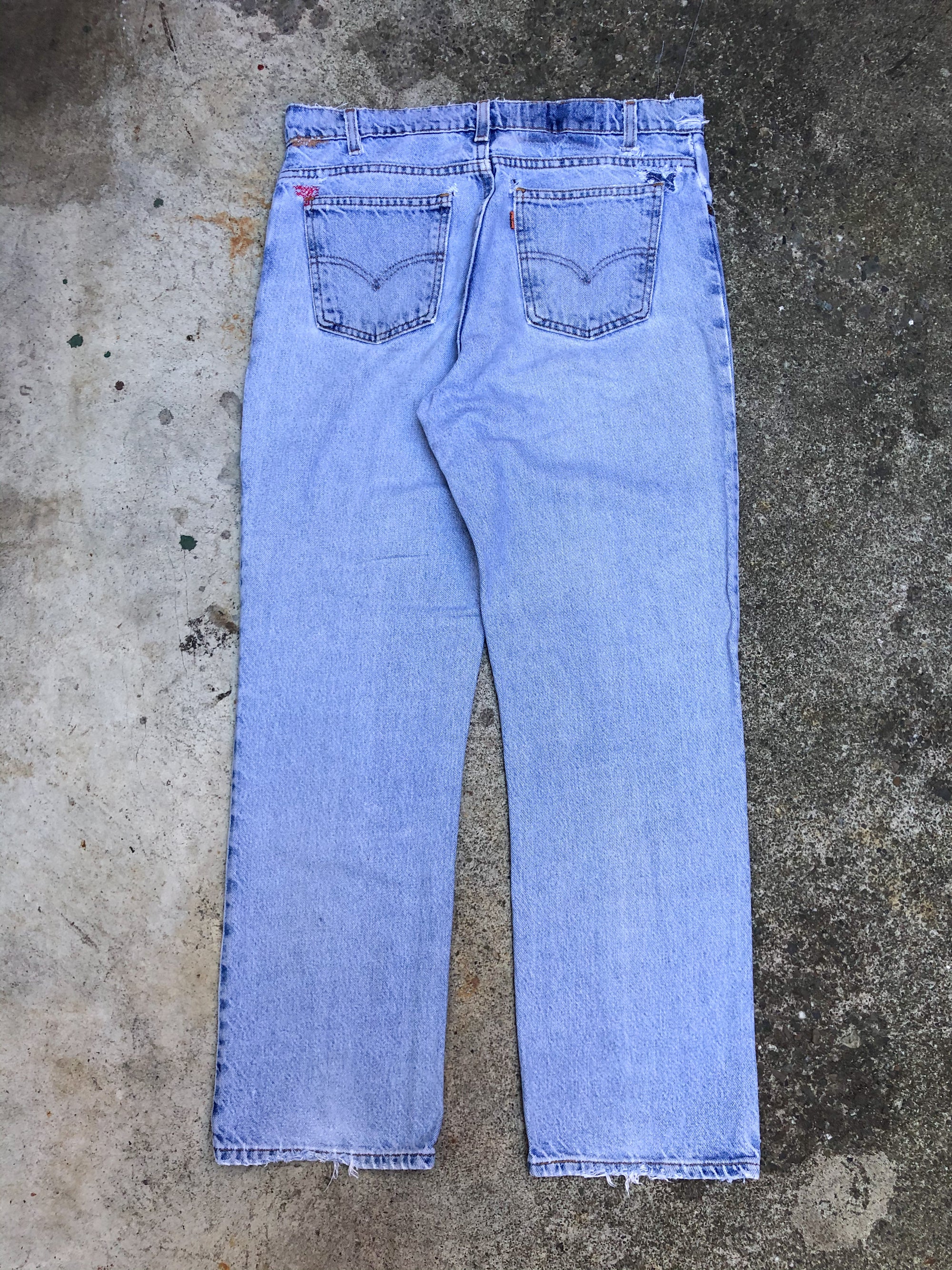 1990s Orange Tab Levis Repaired Faded Blue 518 (33X28)