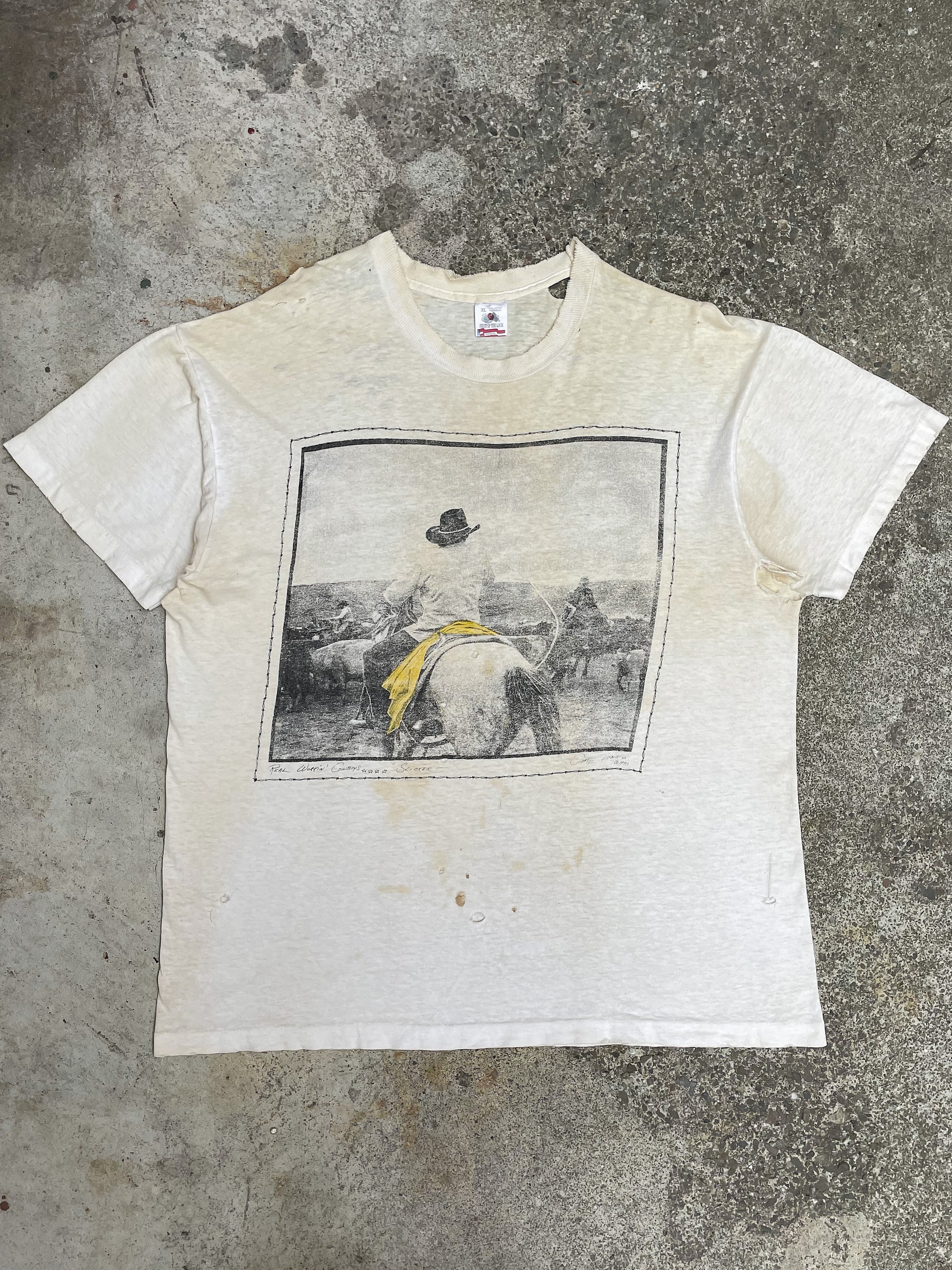 1990s “Real Workin’ Cowboys” Thrashed Stained Single Stitched Tee