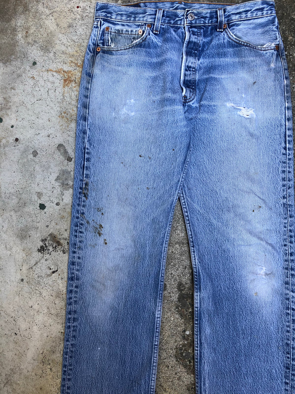 1990s Levis Worn In Blue 501 (33X32)