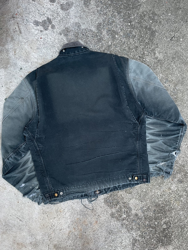 Vintage Carhartt Thrashed Sun Faded Black Lined Work Jacket (M)