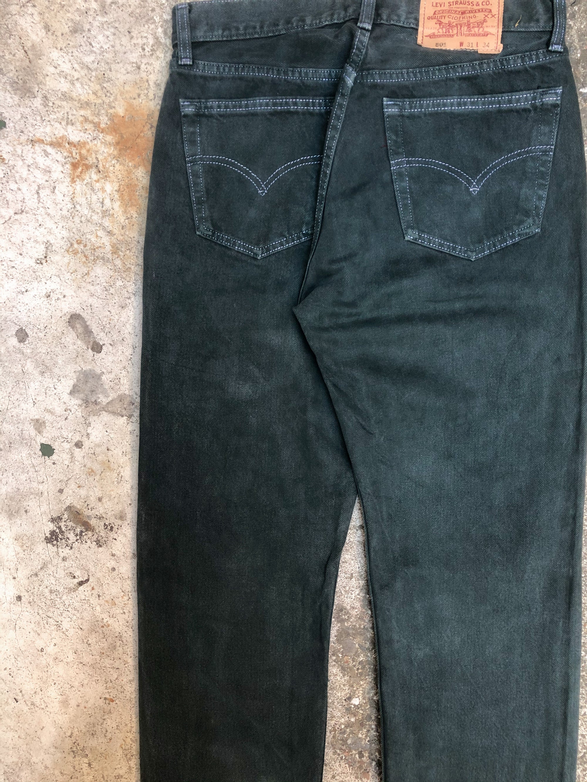 1990s Levis Faded Pine Green 501 (30X34)