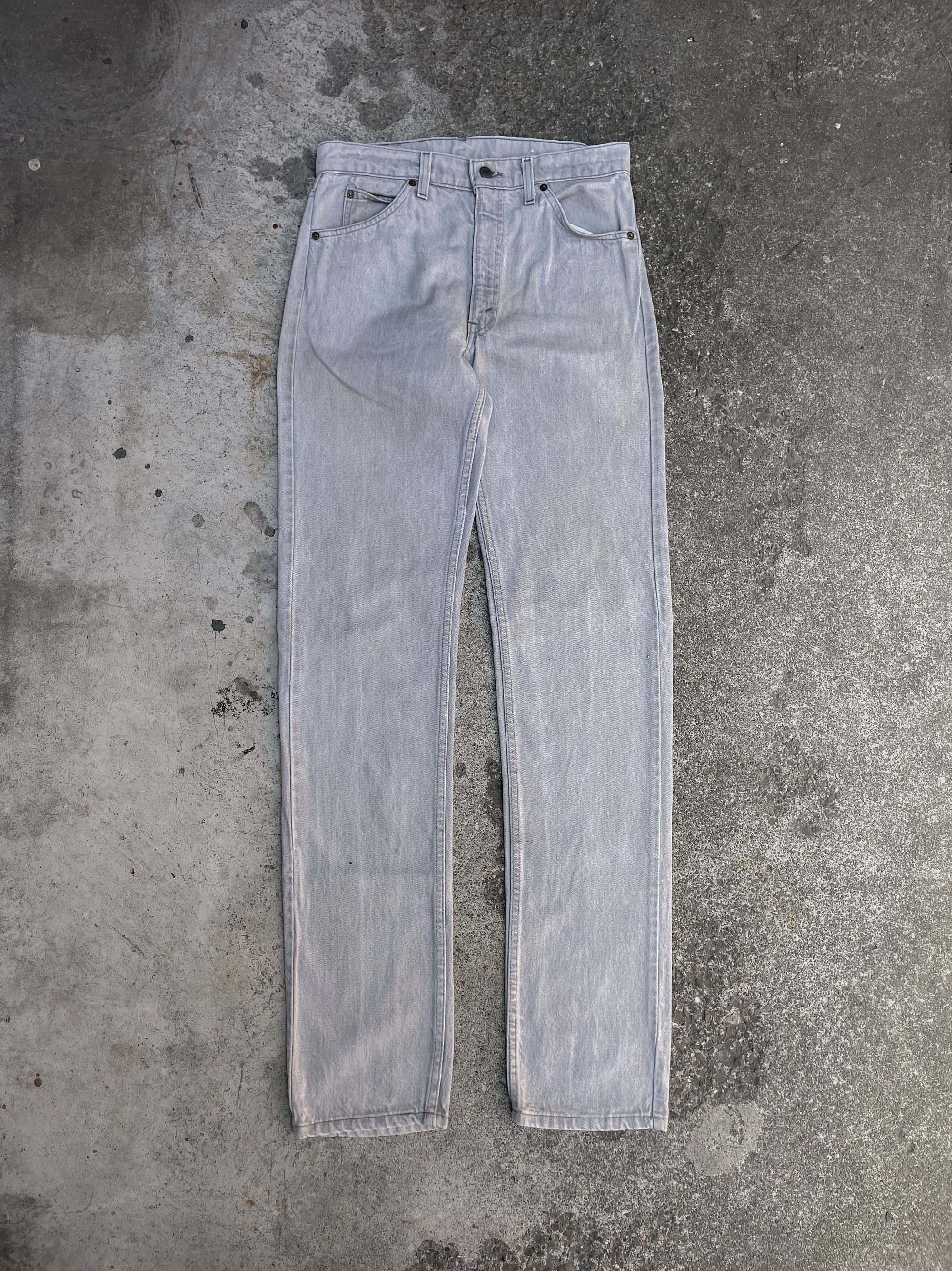 1970s Black Tab Levis Faded Grey 505 Talon Zip (30X35)