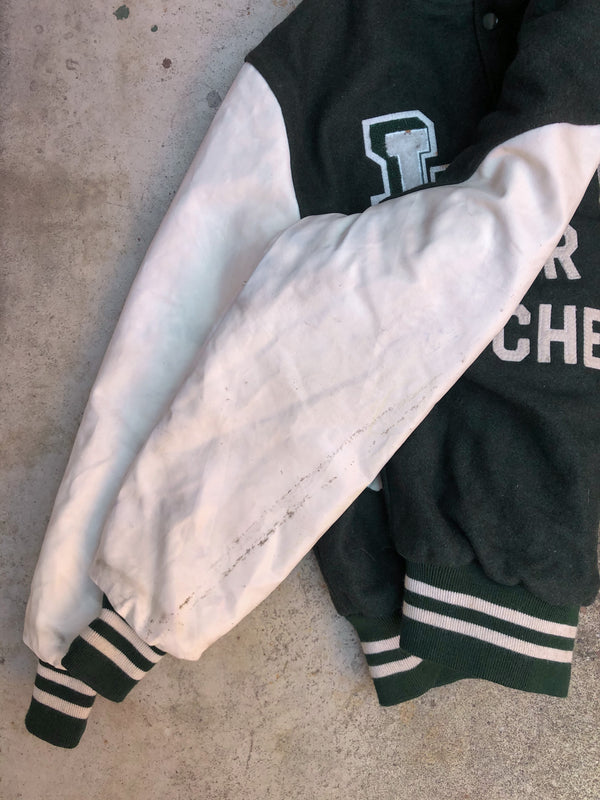 1990s Forest Green Chain Stitch “Livingston Lancers” Varsity Letterman Jacket