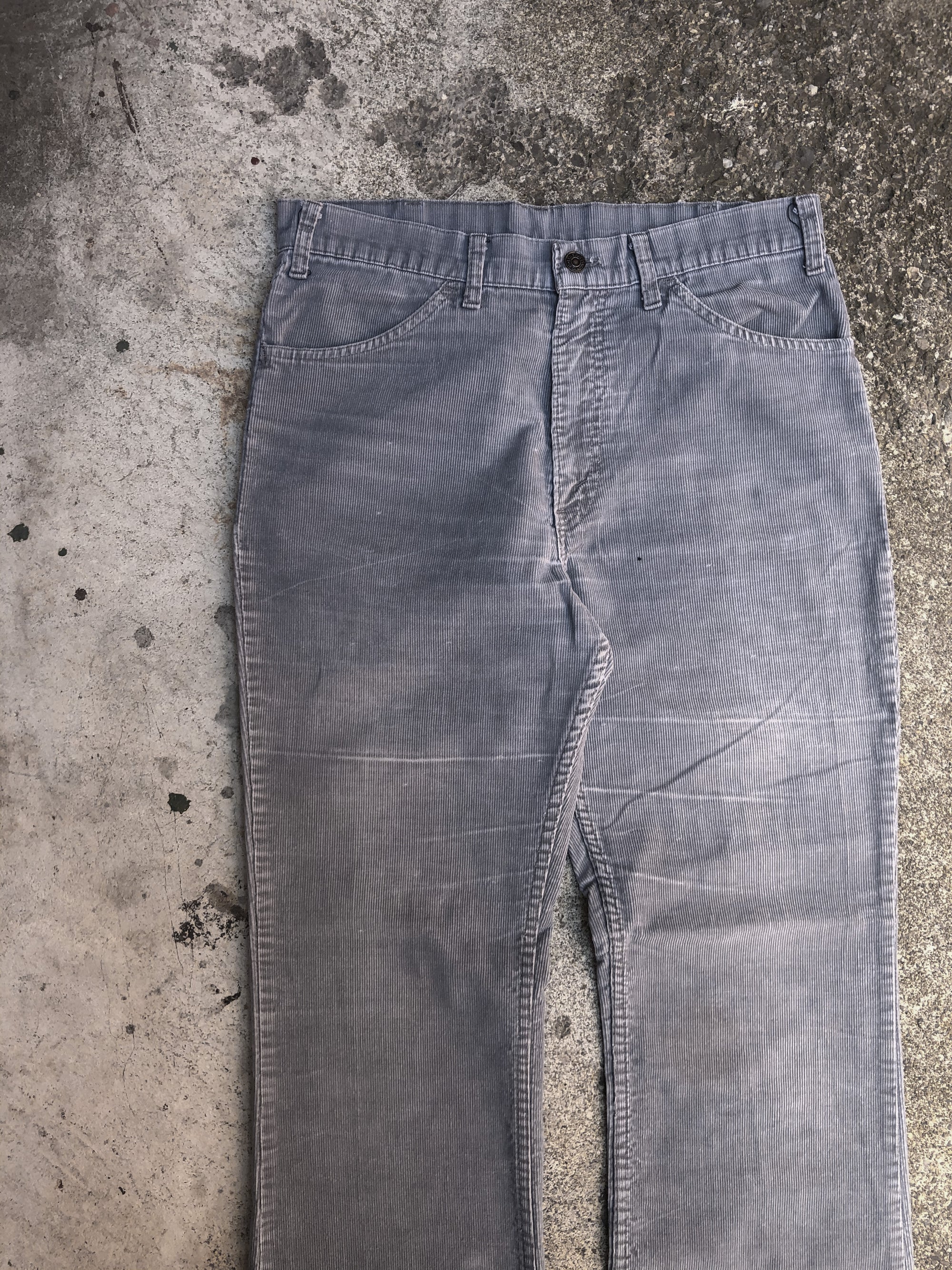 1970s Levis Faded Grey Corduroy 646 Talon Zip Flares (33X32)