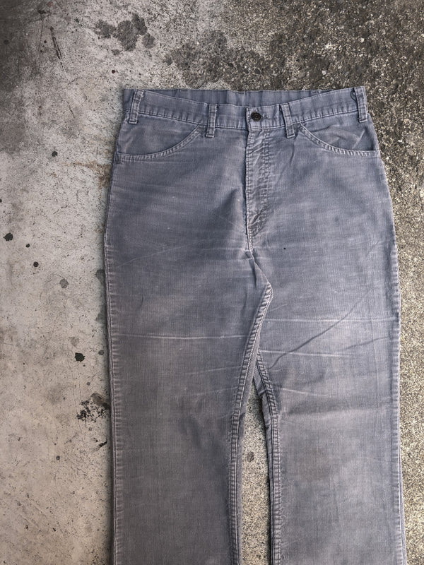 1970s Levis Faded Grey Corduroy 646 Talon Zip Flares (33X32)