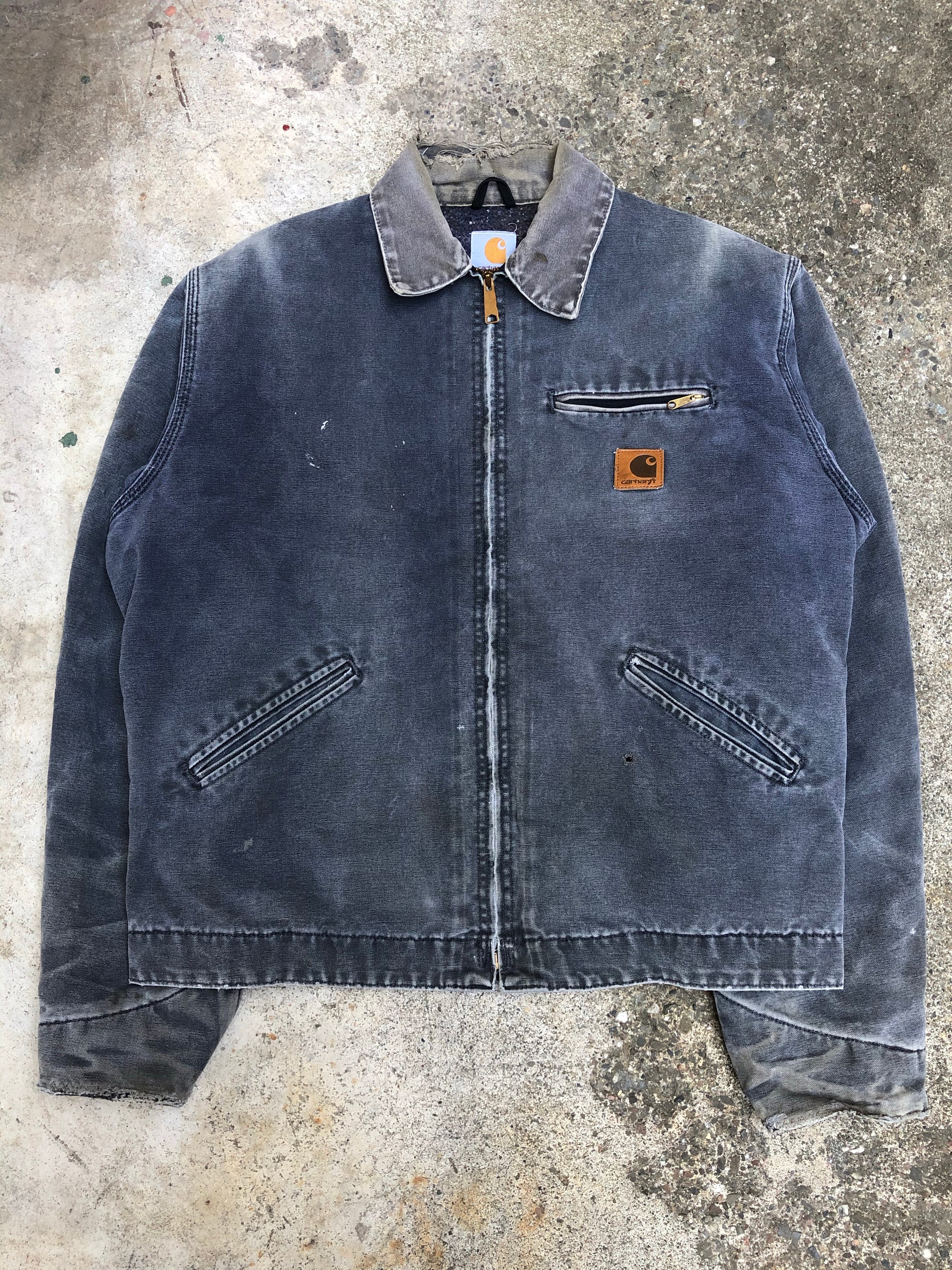 1990s Carhartt Sun Faded Grey Lined Work Jacket