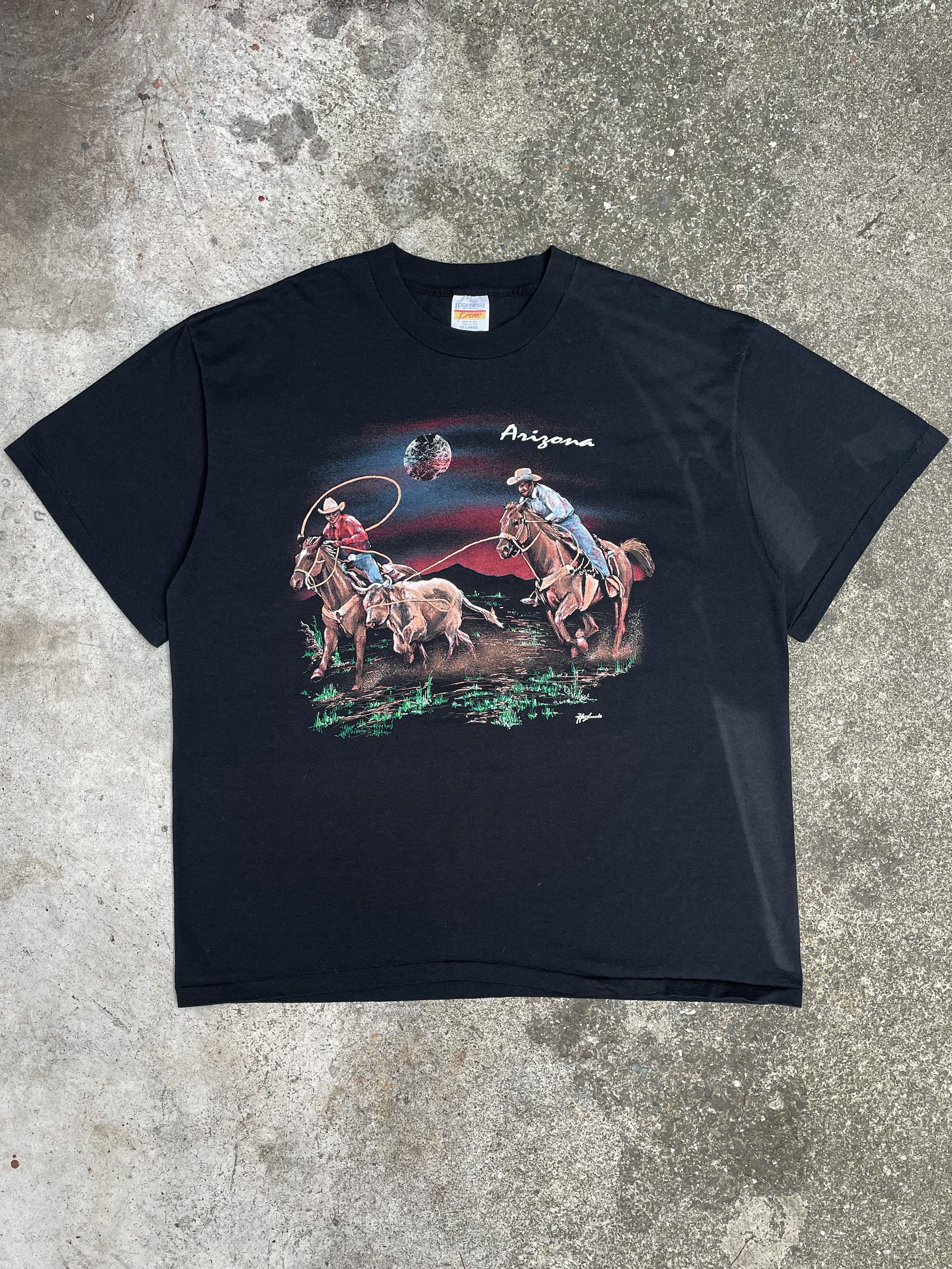 1990s “Arizona Cowboy” Sun Faded Single Stitched Tee (XXL)