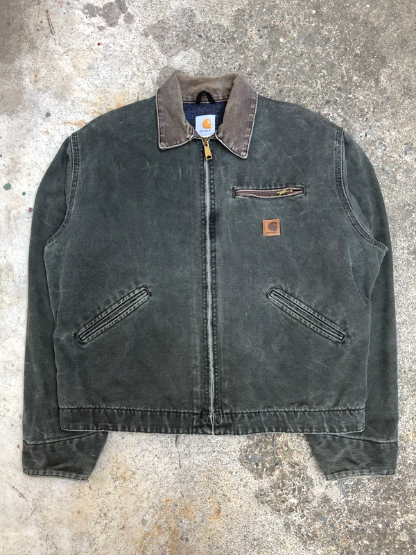 1990s Carhartt Faded Moss Green Lined Work Jacket