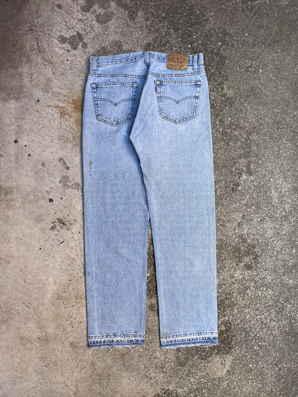 1990s Levi’s Repaired Faded Blue 501 Released Hem (31X29)