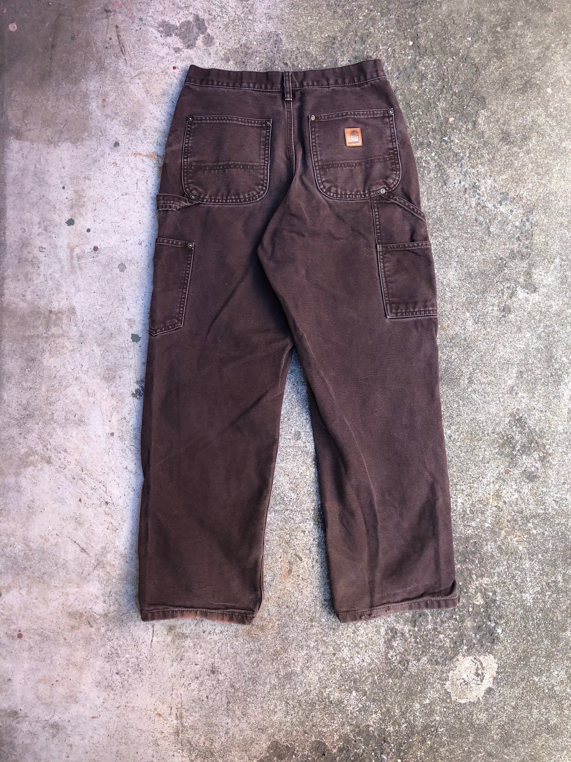 Carhartt B136 Dark Brown Double Front Knee Work Pants (30X29)