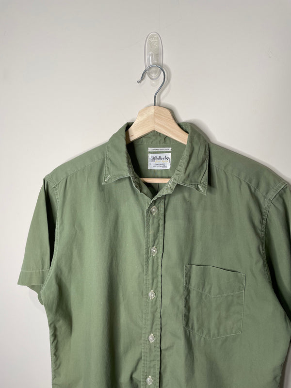 1970s Faded Green Japan Short Sleeve Button Up Shirt (M)