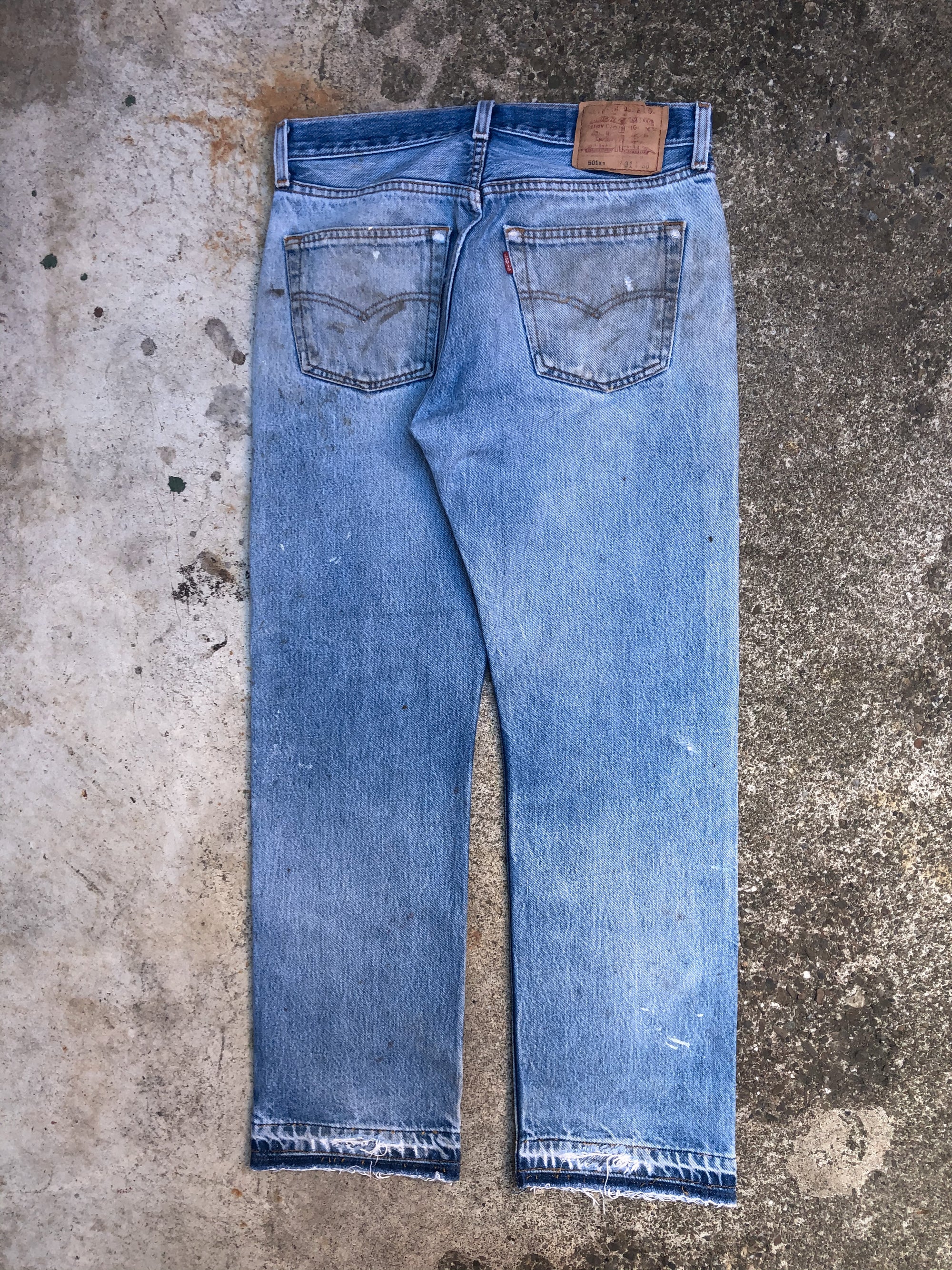 1990s Levis Painted Blue 501XX Released Hem (30X27)