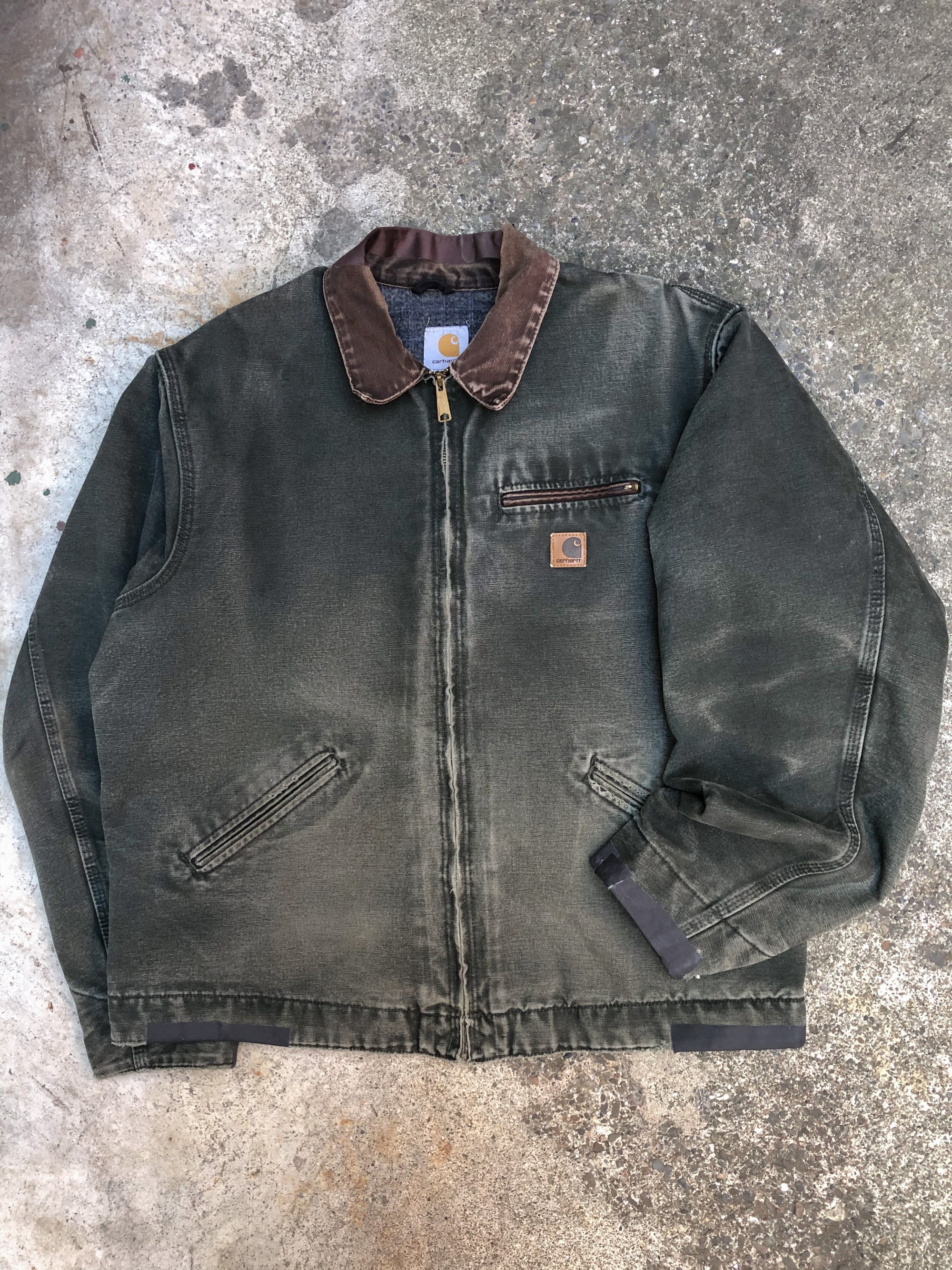 1990s Carhartt Faded Moss Green Lined Work Jacket (XL)