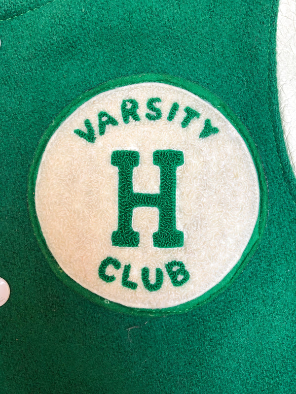 1960s Green Chain Stitch “H Varsity Club” Varsity Jacket