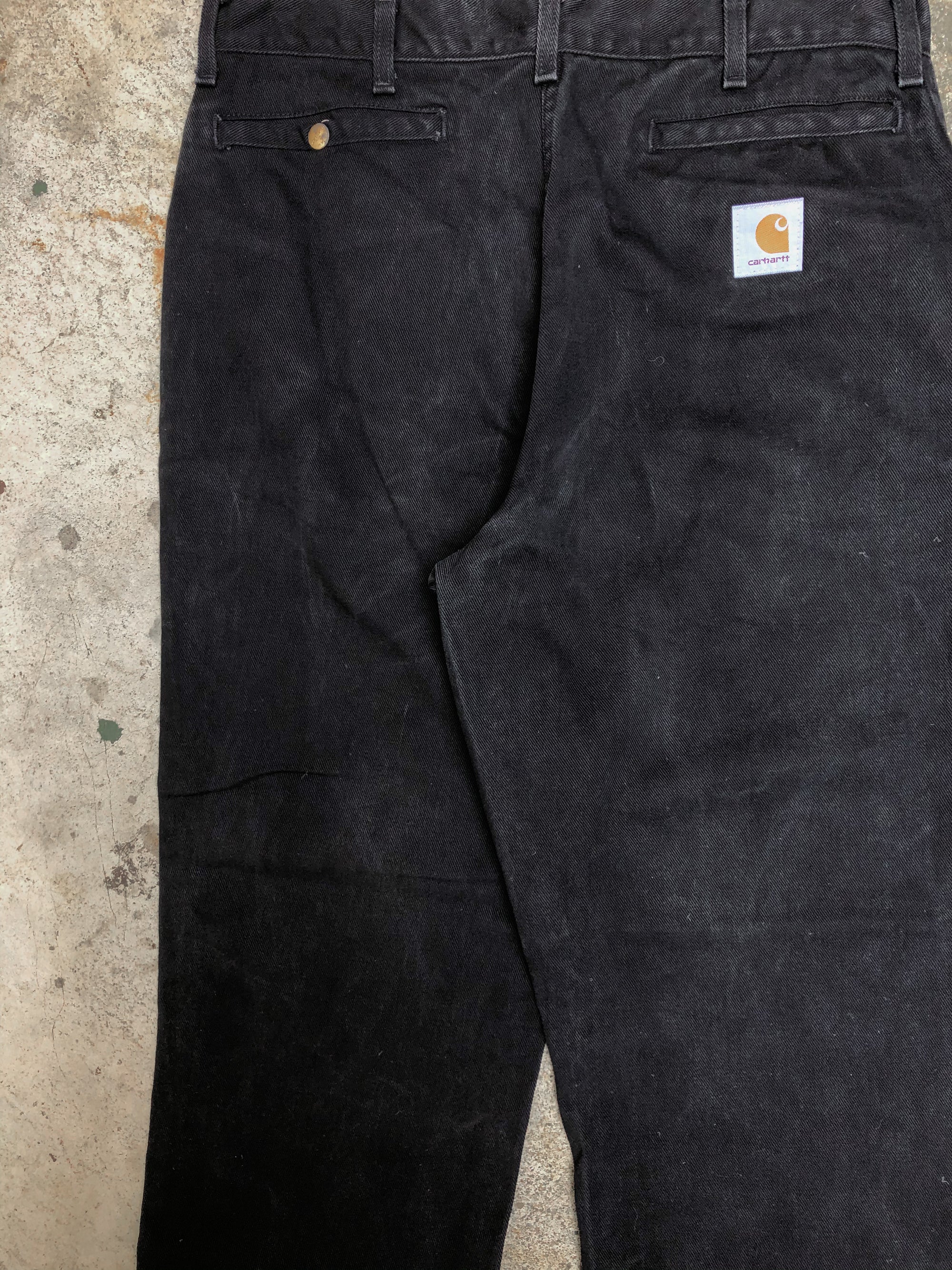 1990s Carhartt Washed Black Canvas Work Pants (34X30)