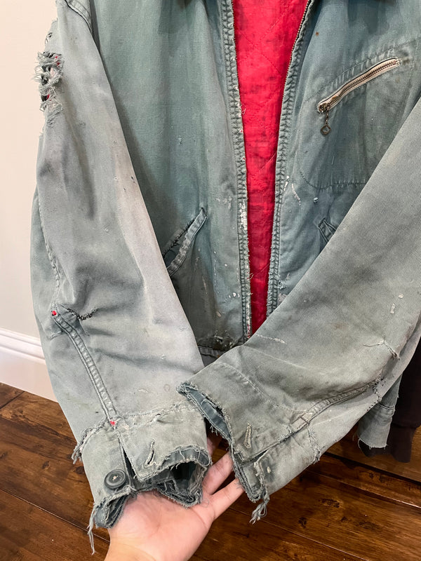 1950s/60s Thrashed Sun Faded Lined Work Jacket