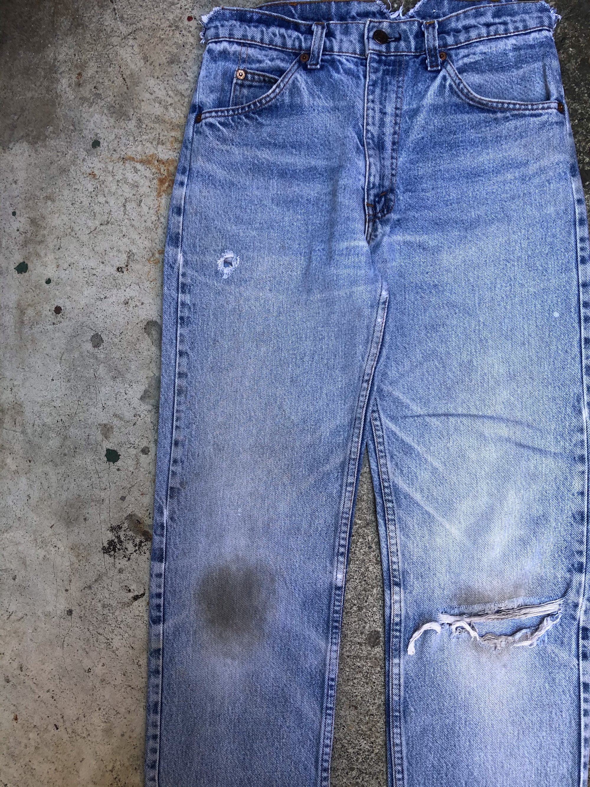 1980s Orange Tab Levis Distressed Blue 505 (29X32)