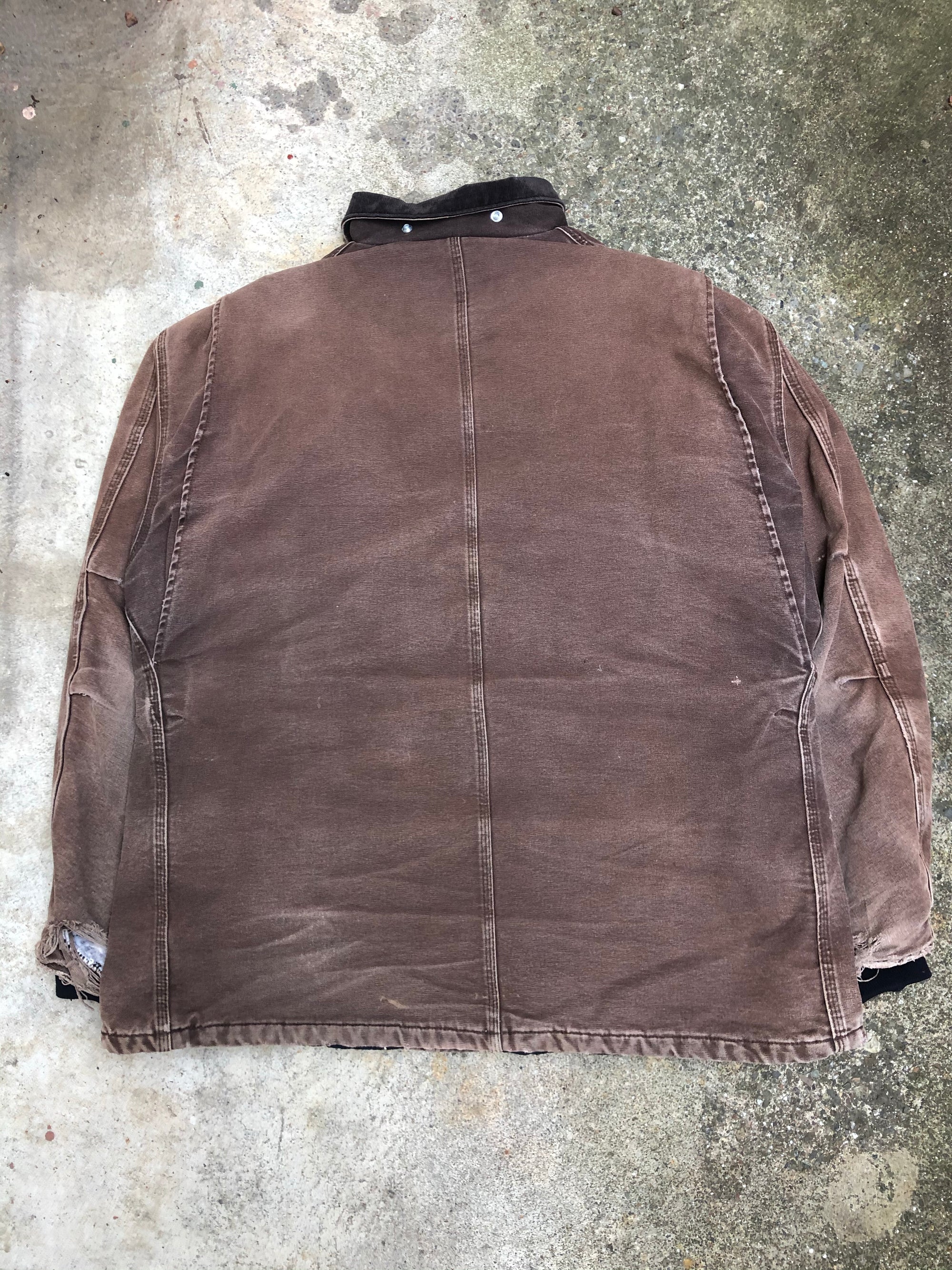 1990s Carhartt Faded Dark Brown Quilted Arctic Jacket (XXL)