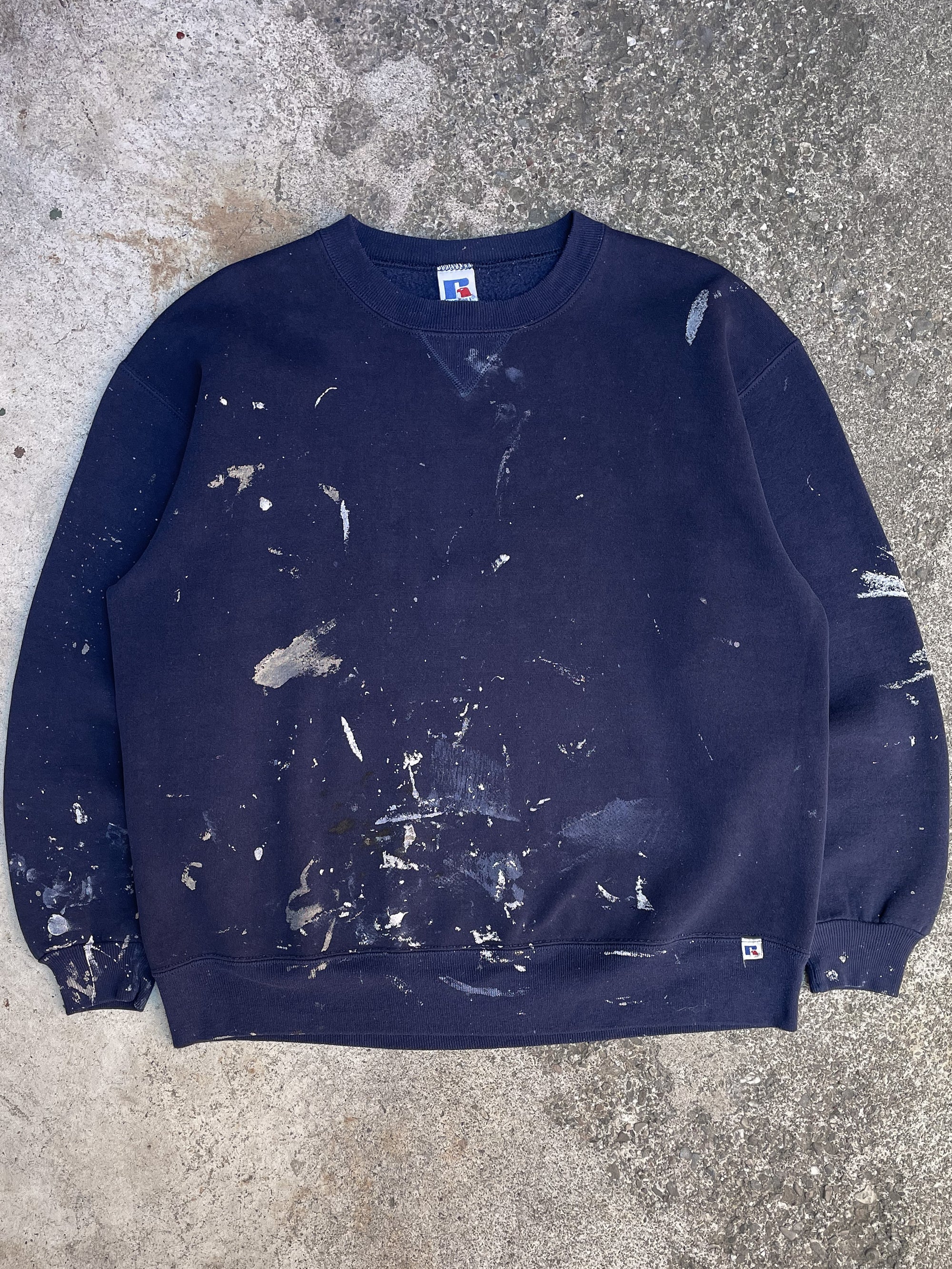 1990s Russell Painted Navy Blank Sweatshirt (L/XL)
