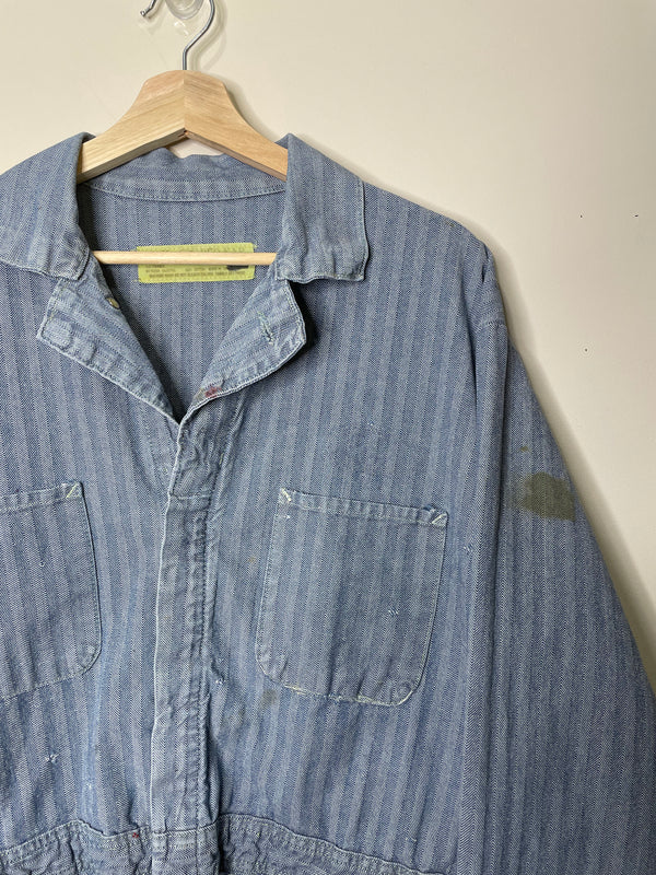 1970s Faded HBT Cropped Coverall Jacket (M/L)