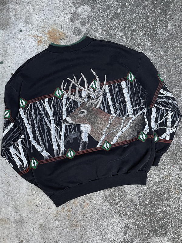 1990s “Deer” Double-Collar Sweatshirt