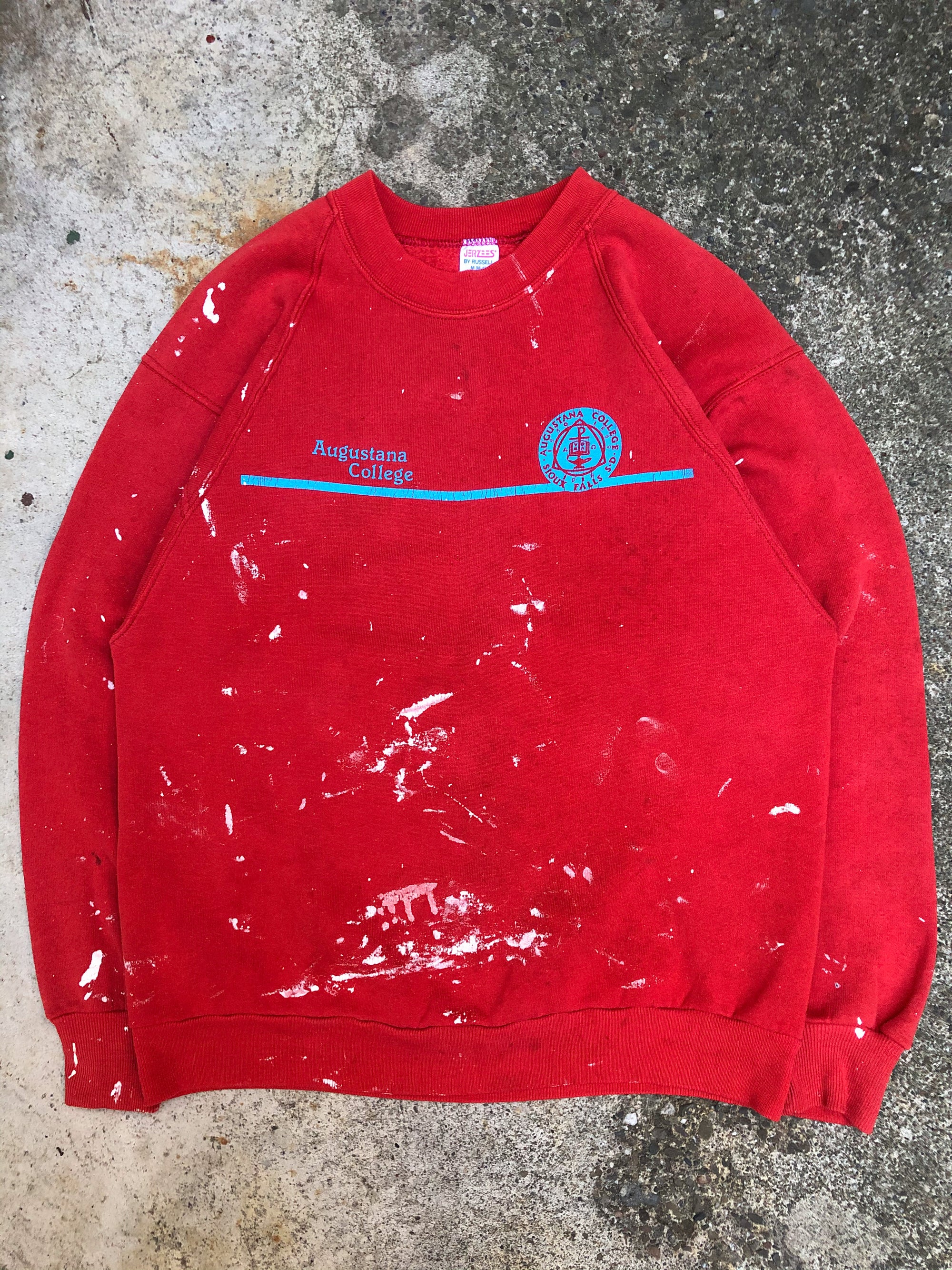 1980s Paint Faded Red “Augustana College” Raglan Sweatshirt (S/M)