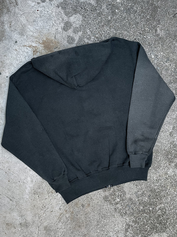 1990s Sun Faded Black Blank Zip Up Hoodie