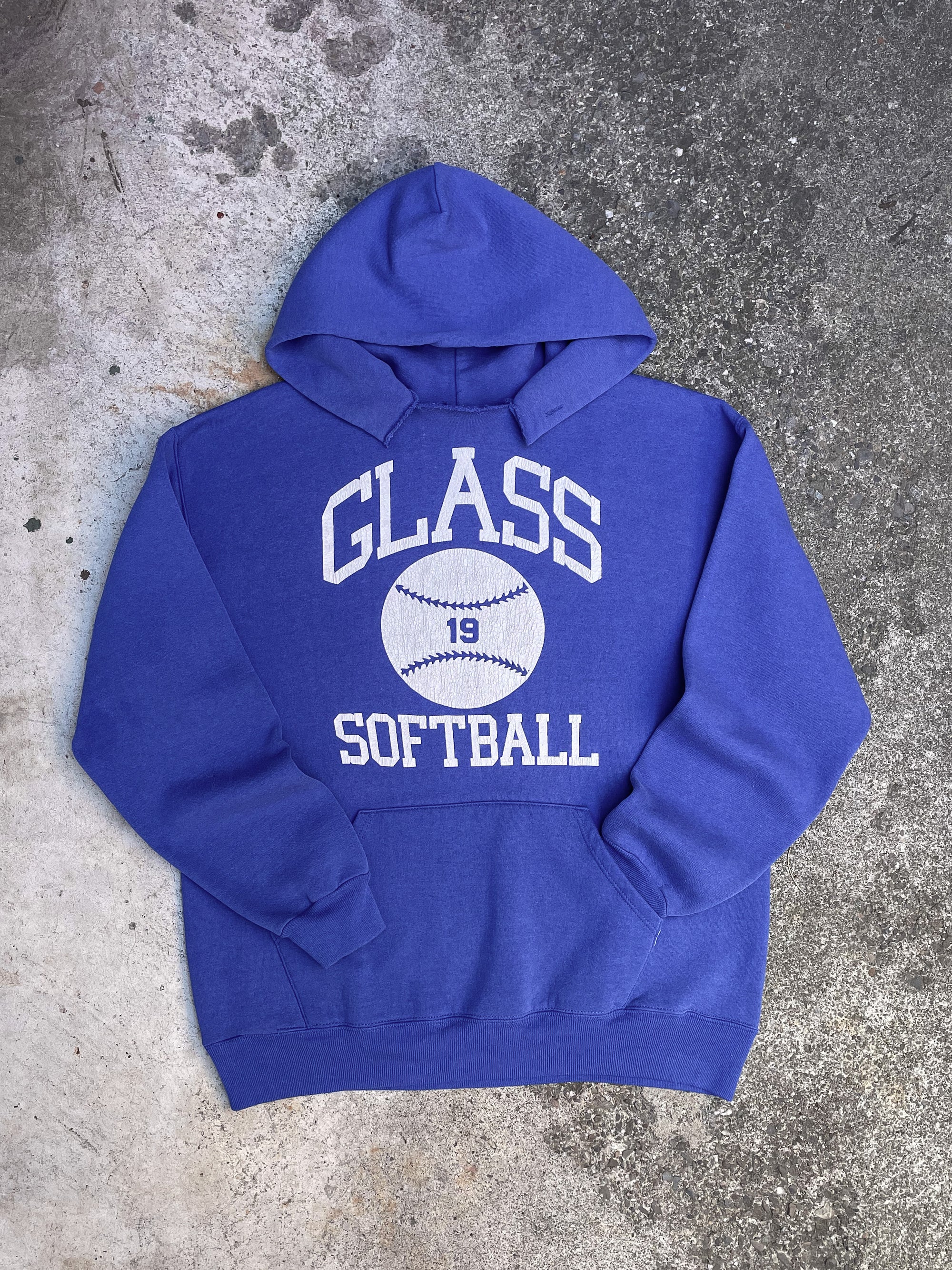 1990s Russell “Glass Softball” Distressed Hoodie (L)