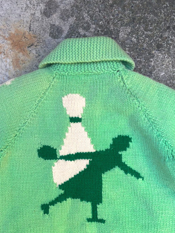 1960s Spring Green Bowling Knit Cowichan Sweater