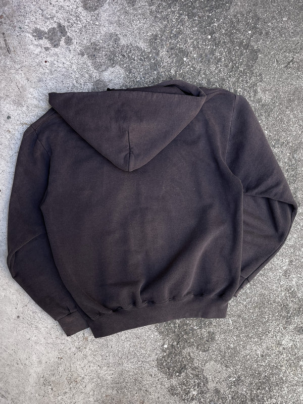 1990s Sun Faded Black Blank Zip Up Hoodie