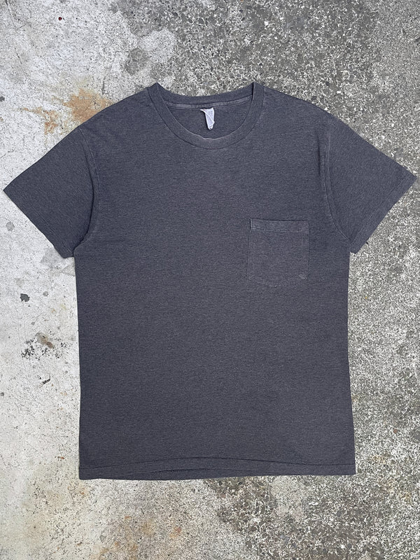 1990s Faded Charcoal Single Stitched Pocket Tee (M)