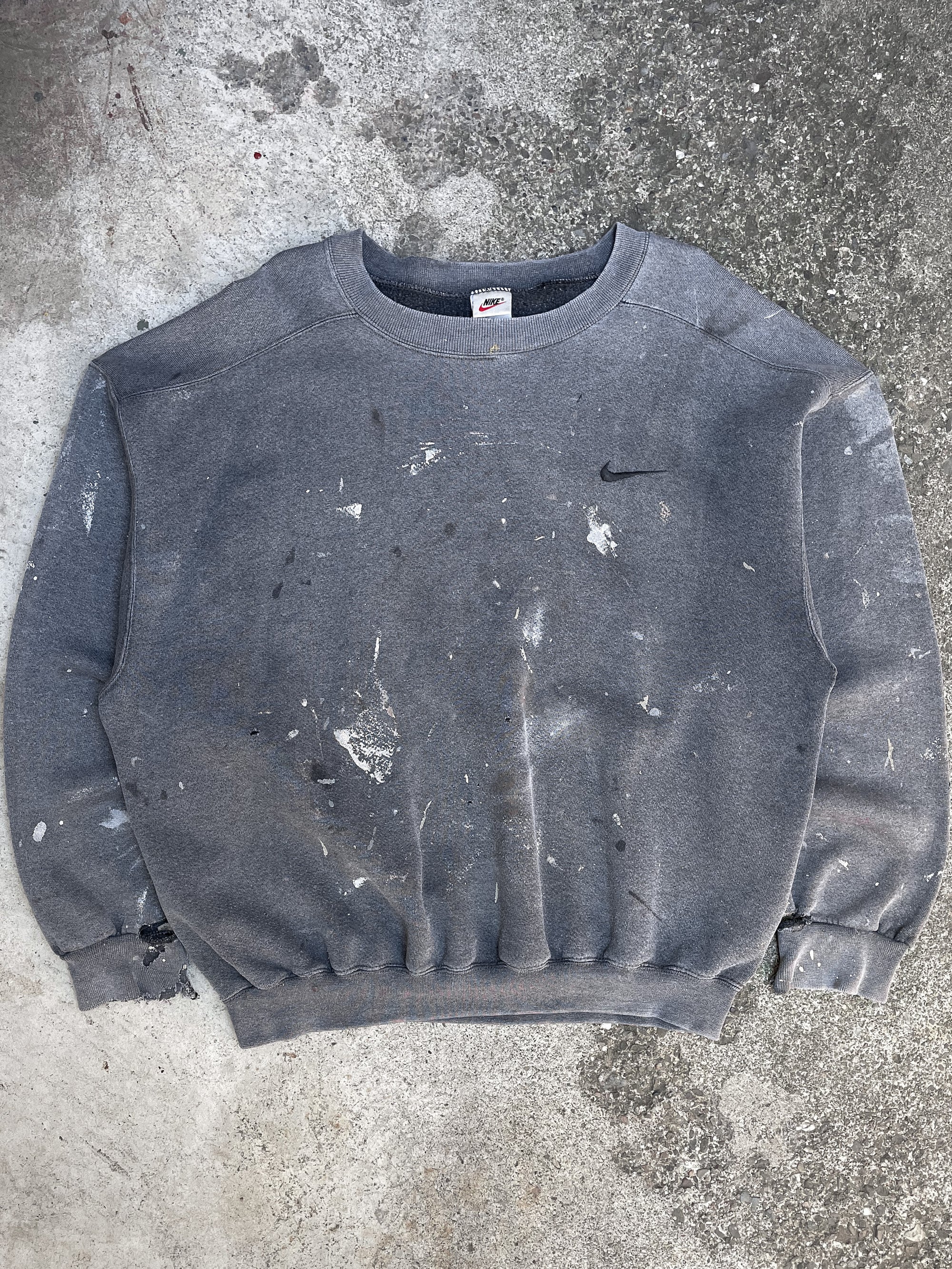 1990s Nike Painted Faded Grey Sweatshirt