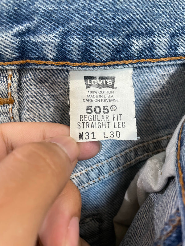 Vintage Levi’s Distressed Faded Blue 505 Released Hem (29X30)