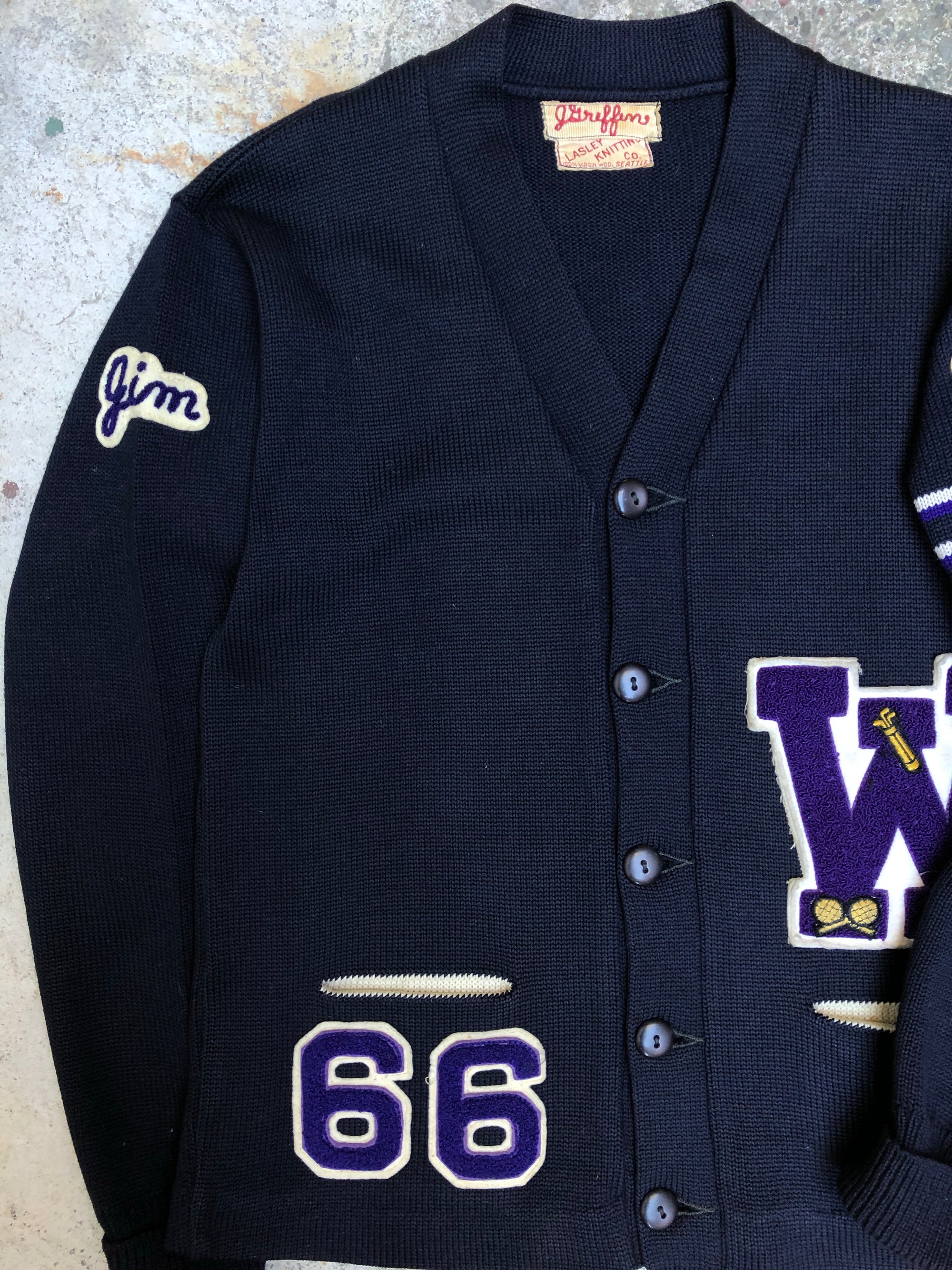 1960s “Lake Washington” Chain Stitch Varsity Letterman Cardigan