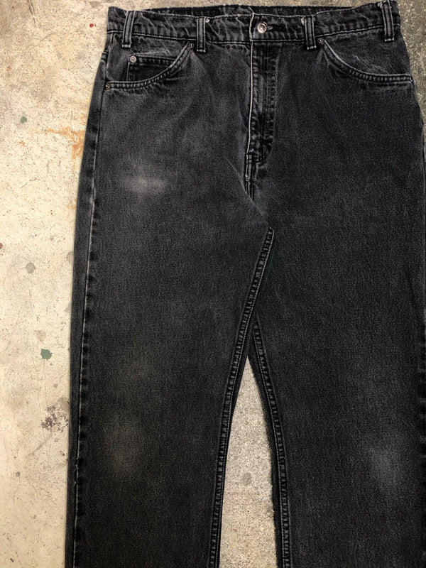 1990s Orange Tab Levis Faded Black 505 Released Hem (34X32)