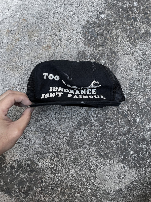 1980s “Ignorance Isn’t Painful” Painted Trucker Hat