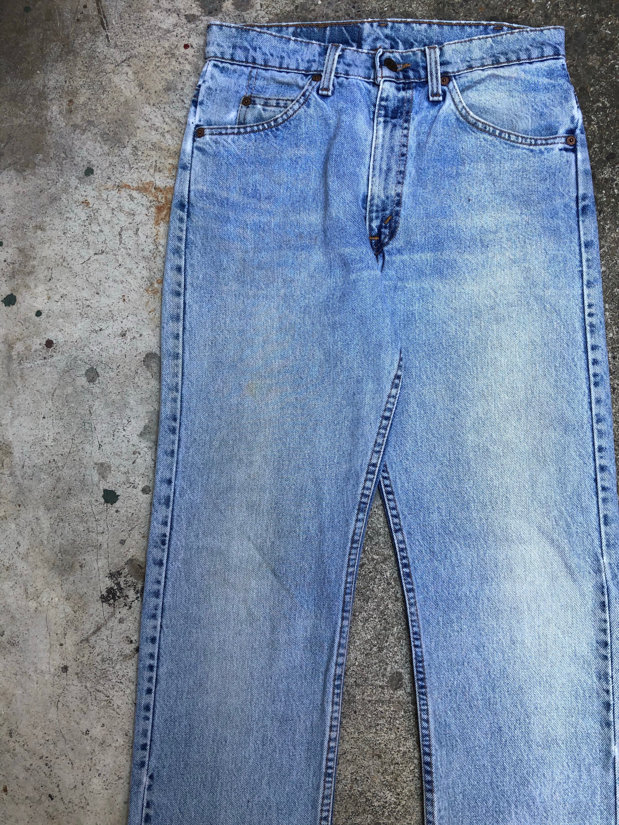 1990s Orange Tab Levis 505 Faded Blue Released Hem (29X32)