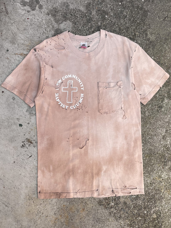 1990s “New Community Baptist Church” Thrashed Single Stitched Pocket Tee