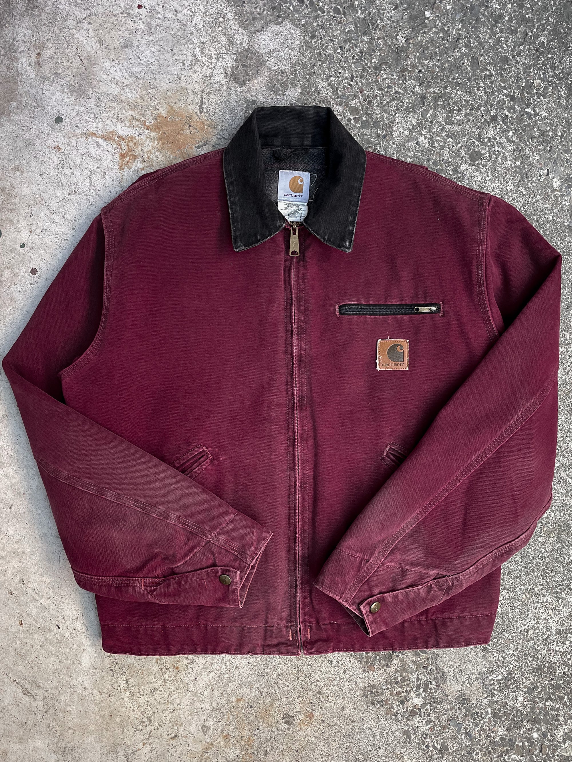 1990s Carhartt Faded Crimson Red Lined Work Jacket (M)