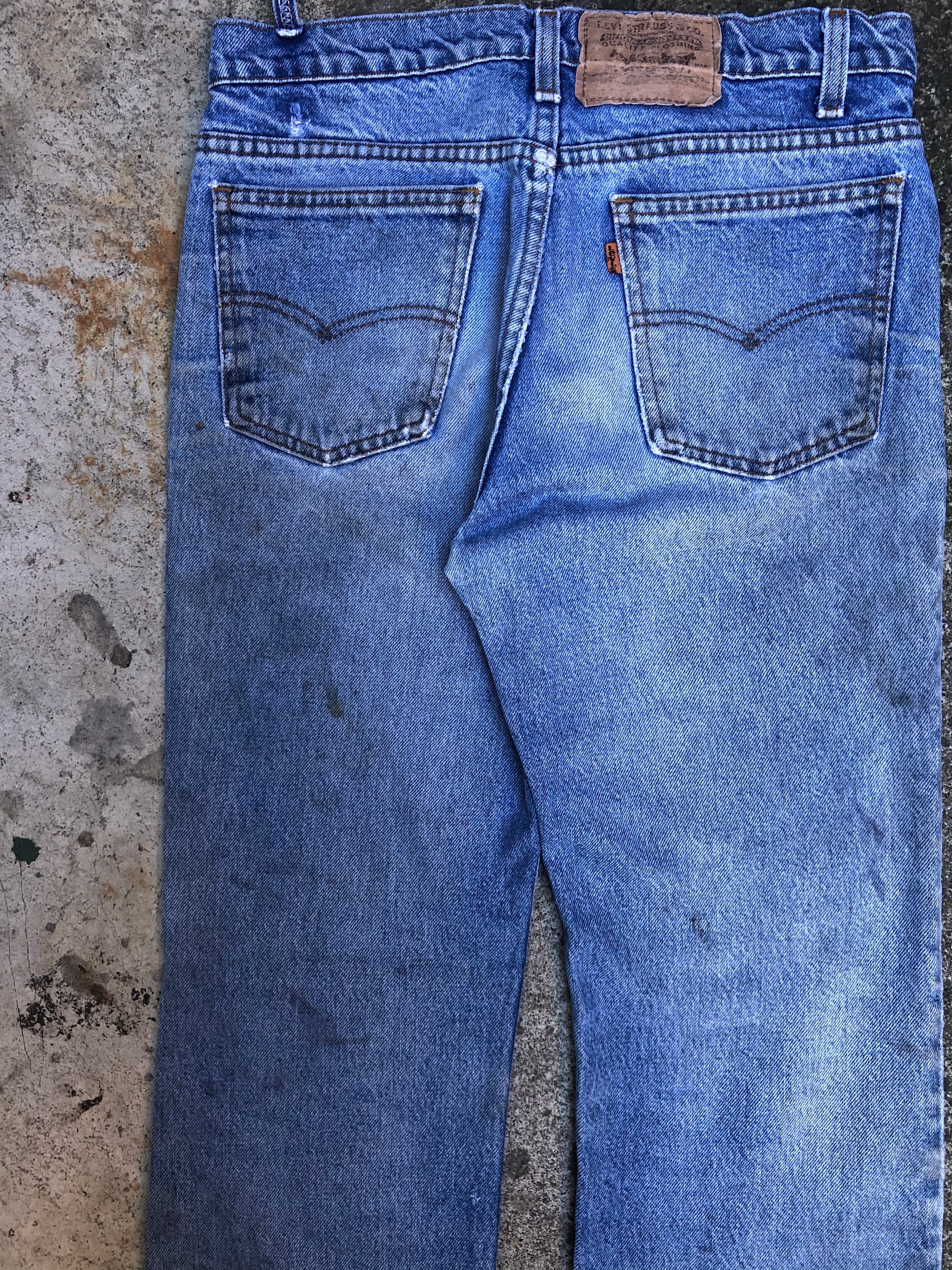 1990s Orange Tab Levis Dirty Wash Blue 517 (30X30)