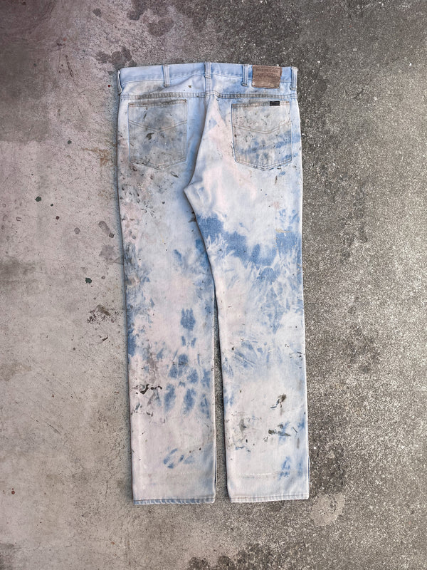 1980s Roebucks Painted Bleach Blue Denim (34X32)